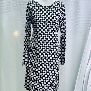 Banana Republic Black White Geo-Print Dress, Sz 10